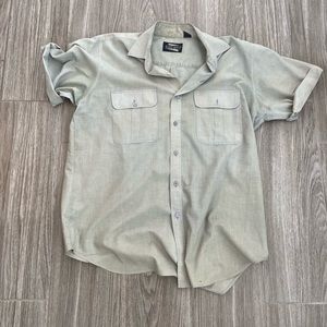 🔥3 for $5 Expressions Olive Green And Gray Short Sleeve Button Down Shirt